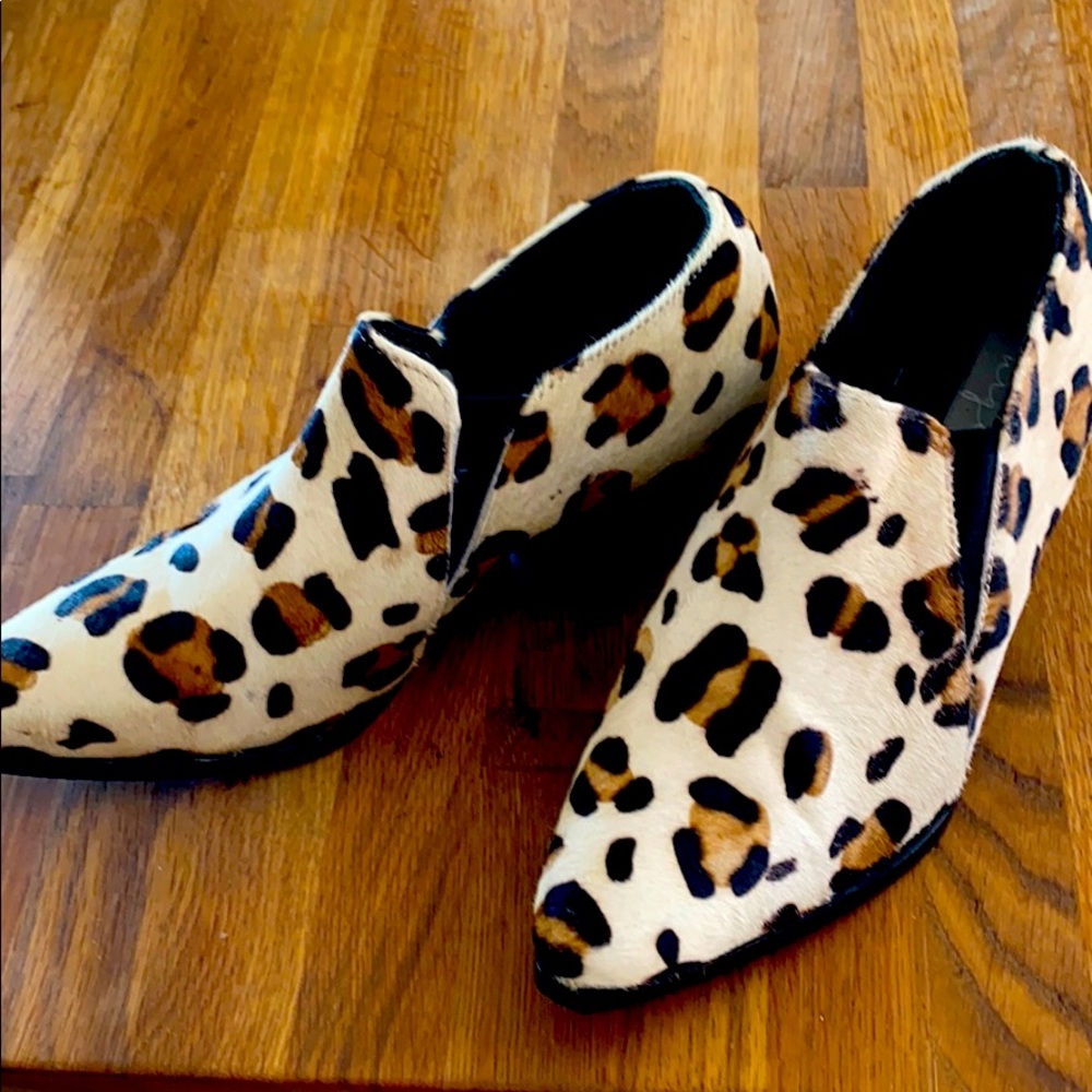 Fur Leopard skin western style booties